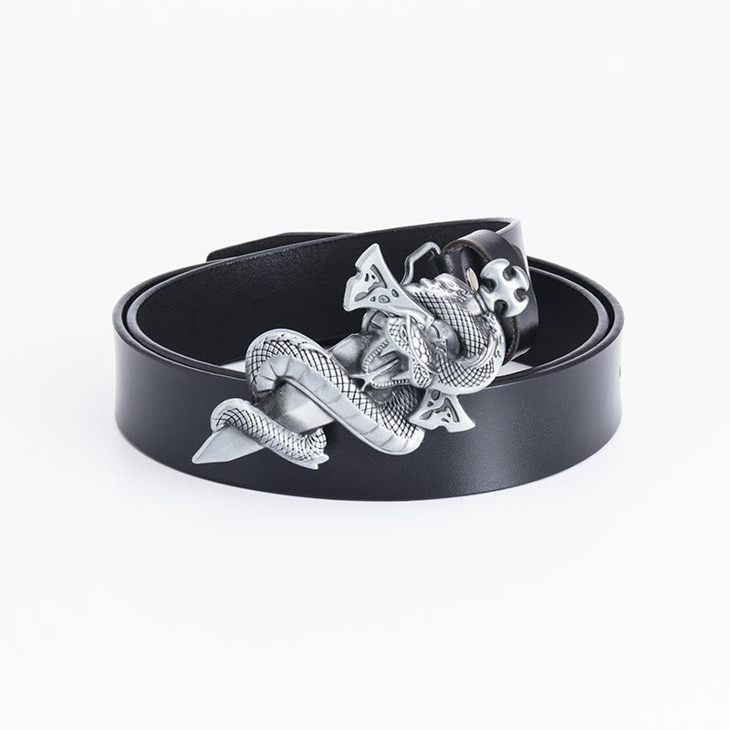 Cintura in pelle da uomo con spada da cavaliere western Snake - Nero - 46 - image 0