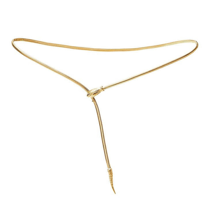 Cintura a catena in metallo con serpente in argento dorato da donna - image 6