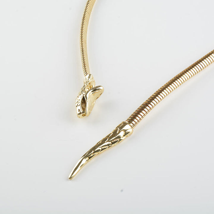 Cintura a catena in metallo con serpente in argento dorato da donna - image 4