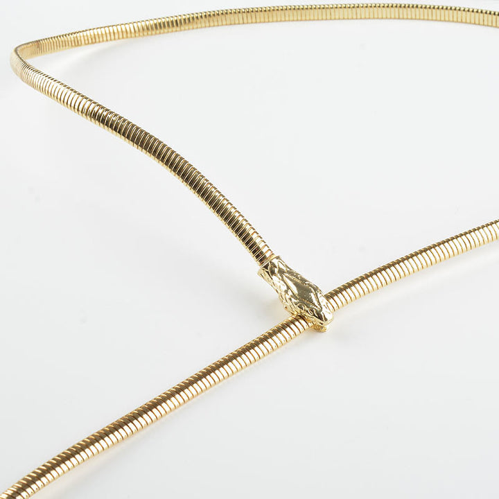 Cintura a catena in metallo con serpente in argento dorato da donna - image 5