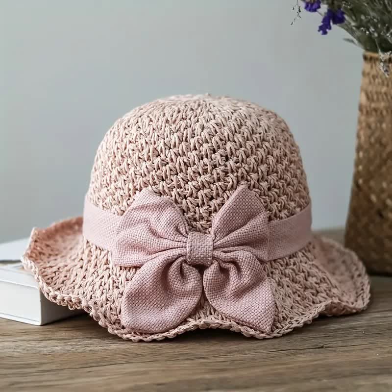 Cappello da sole pieghevole in paglia con nodo a fiocco, lavorato all'uncinetto sulla spiaggia - image 7