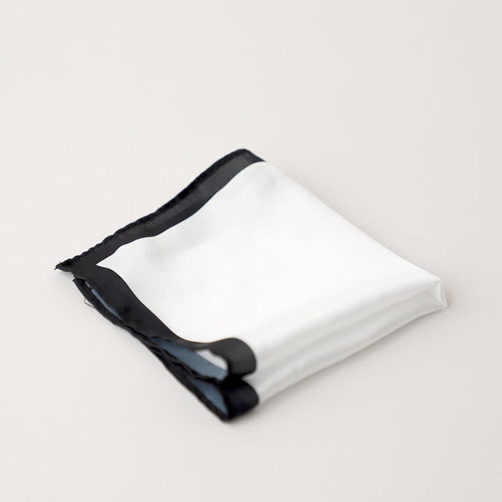Fazzoletto da taschino da uomo con bordo bianco e colorato - Nero - image 8