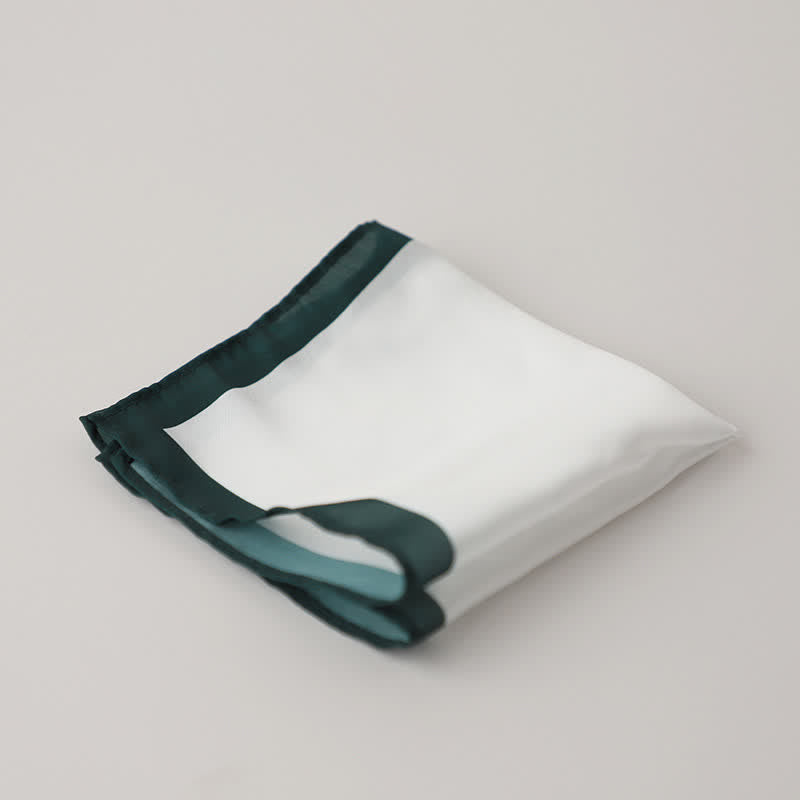 Fazzoletto da taschino da uomo con bordo bianco e colorato - Verde scuro - image 2