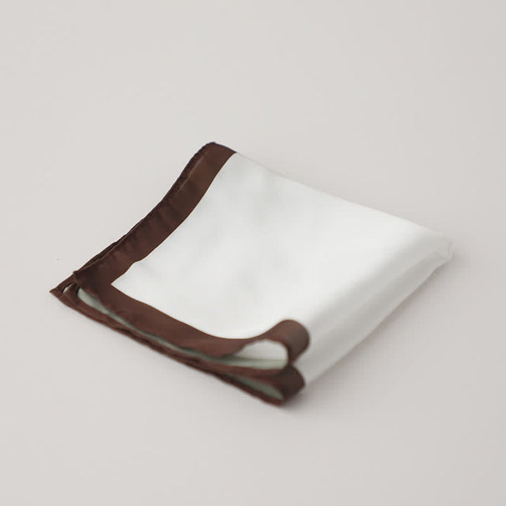 Fazzoletto da taschino da uomo con bordo bianco e colorato - Marrone - image 7