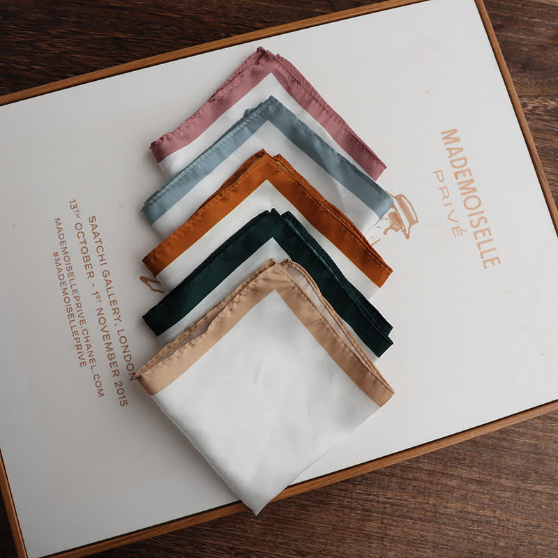 Fazzoletto da taschino da uomo con bordo bianco e colorato - image 1