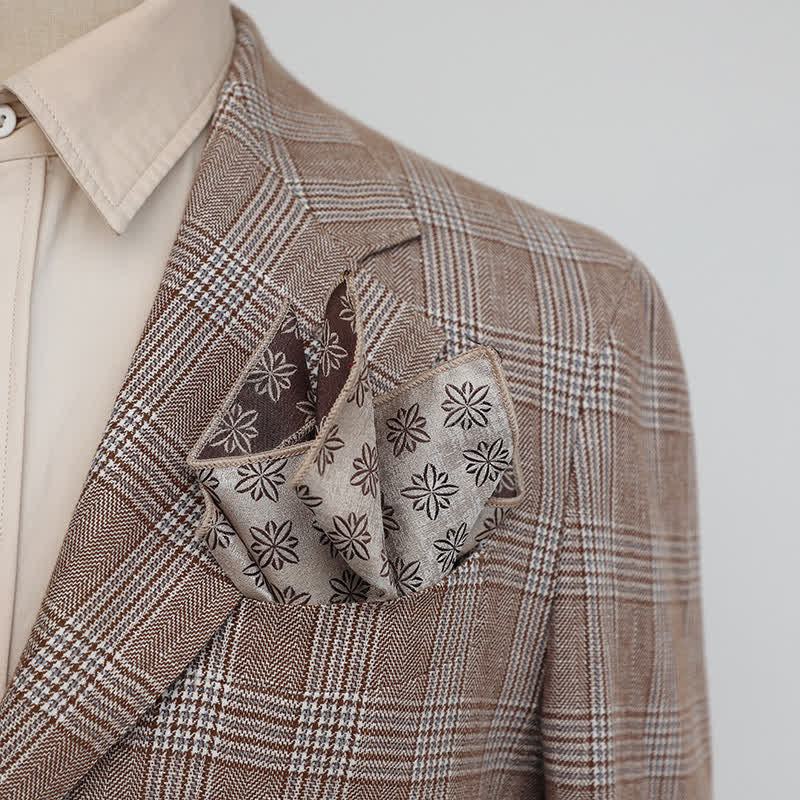 Fazzoletto da taschino elegante da uomo con motivo floreale retrò - image 0