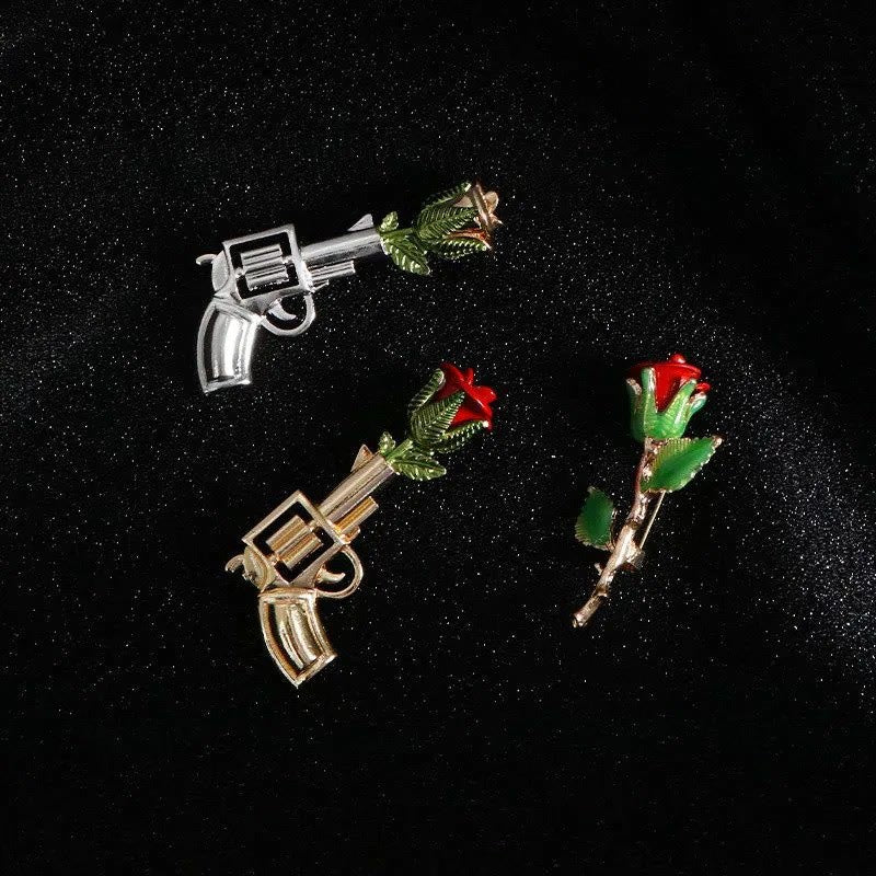 Spilla a forma di rosa con pistola vintage, accessori per camicie - image 4