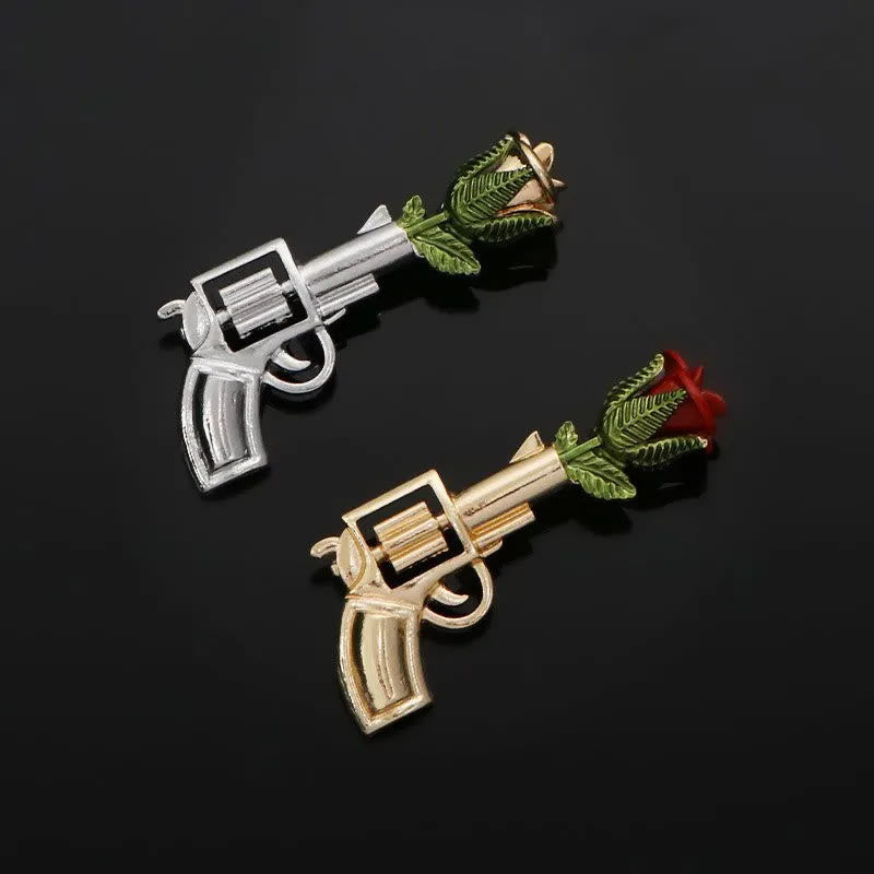 Spilla a forma di rosa con pistola vintage, accessori per camicie - image 3