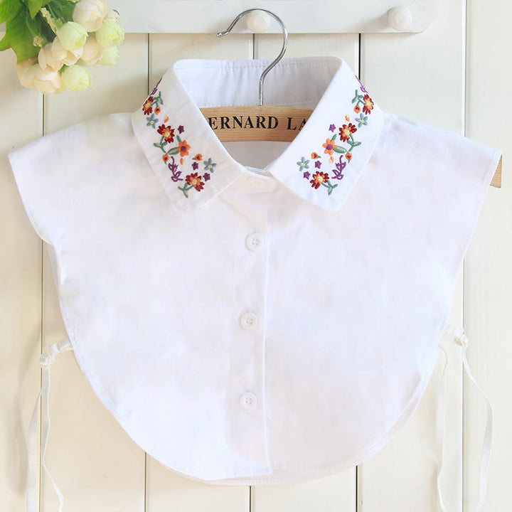 Camicia con risvolto staccabile e colletto finto con fiori ricamati - Bianco - Taglia unica - image 0