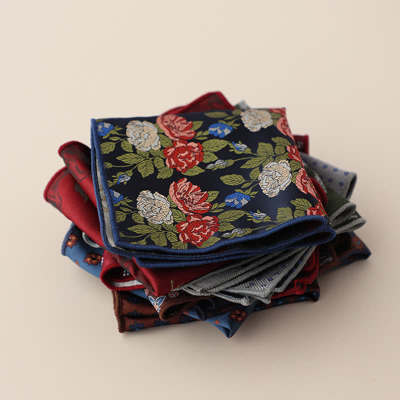 Fazzoletto da taschino jacquard con motivi floreali di lusso da uomo - image 1