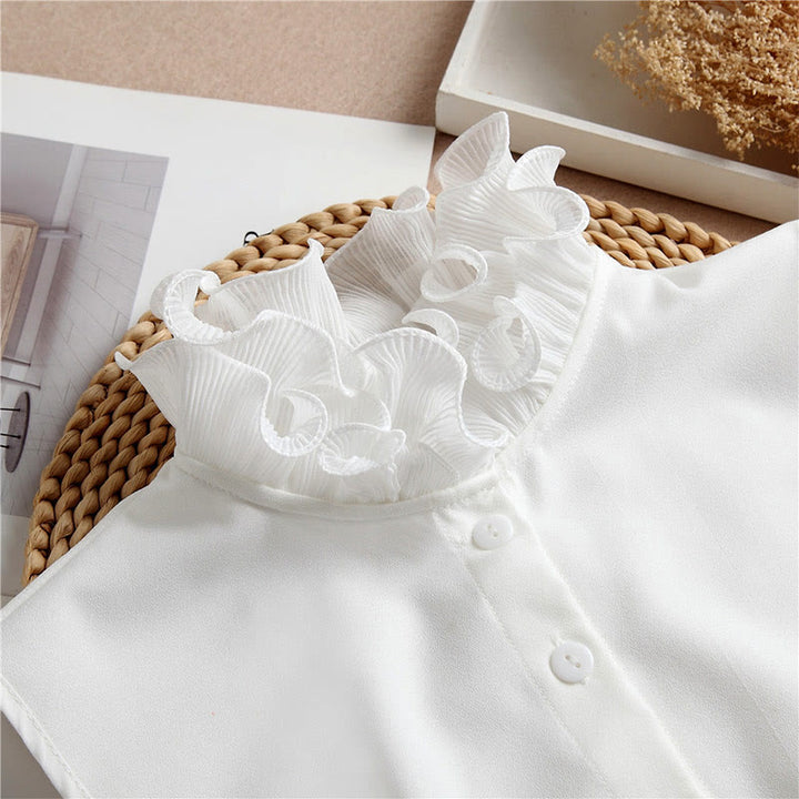 Camicia con risvolto staccabile, colletto finto con volant e manica - image 8