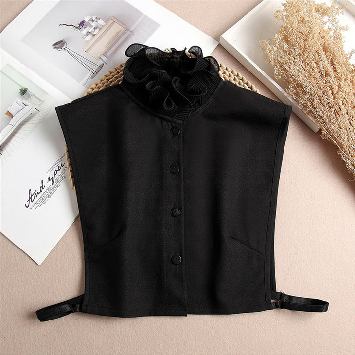 Camicia con risvolto staccabile, colletto finto con volant e manica - Nero - Taglia unica - Collare finto - image 17