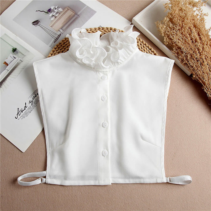 Camicia con risvolto staccabile, colletto finto con volant e manica - image 15