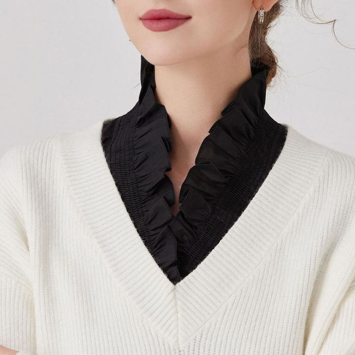 Camicia con collo falso staccabile con scollo a V per donna - image 3