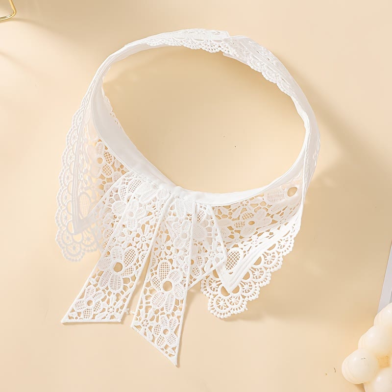 Camicetta mezza camicia staccabile con colletto falso in pizzo floreale - image 10