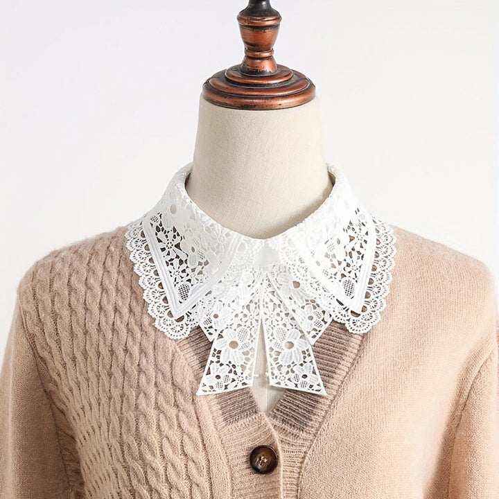 Camicetta mezza camicia staccabile con colletto falso in pizzo floreale - image 2