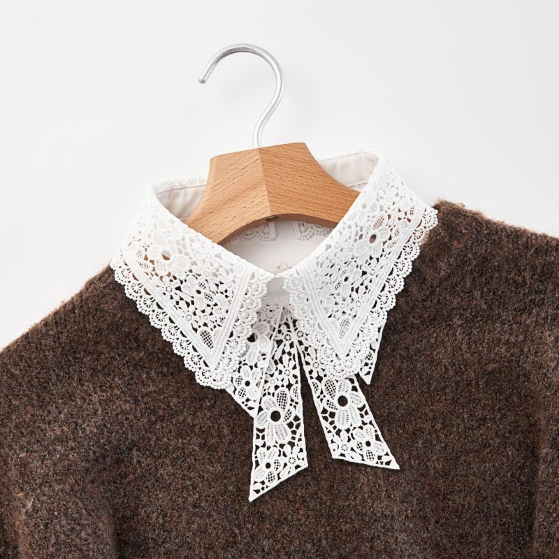 Camicetta mezza camicia staccabile con colletto falso in pizzo floreale - image 1