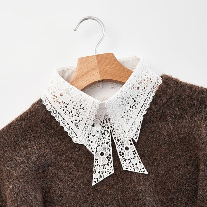 Camicetta mezza camicia staccabile con colletto falso in pizzo floreale - image 1