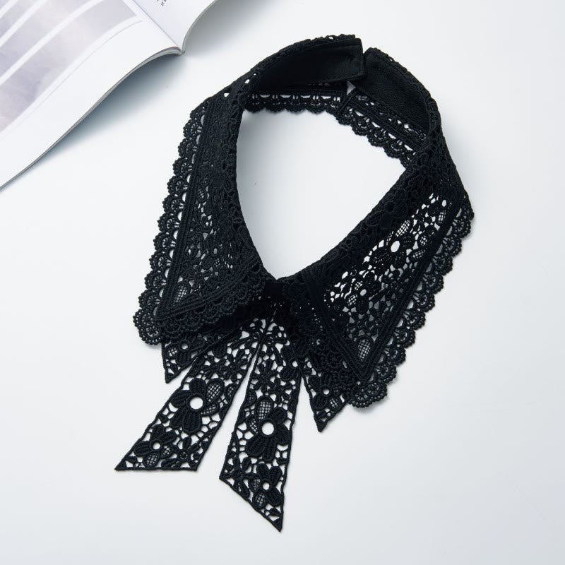 Camicetta mezza camicia staccabile con colletto falso in pizzo floreale - Nero - Taglia unica - image 13