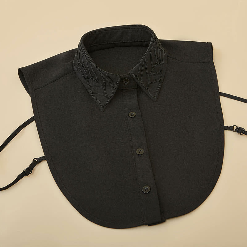 Camicetta mezza camicia staccabile con colletto falso floreale ricamato - Nero - Taglia unica - image 10