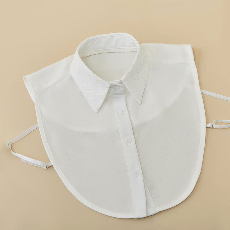Camicetta mezza camicia staccabile con colletto falso floreale ricamato - image 8