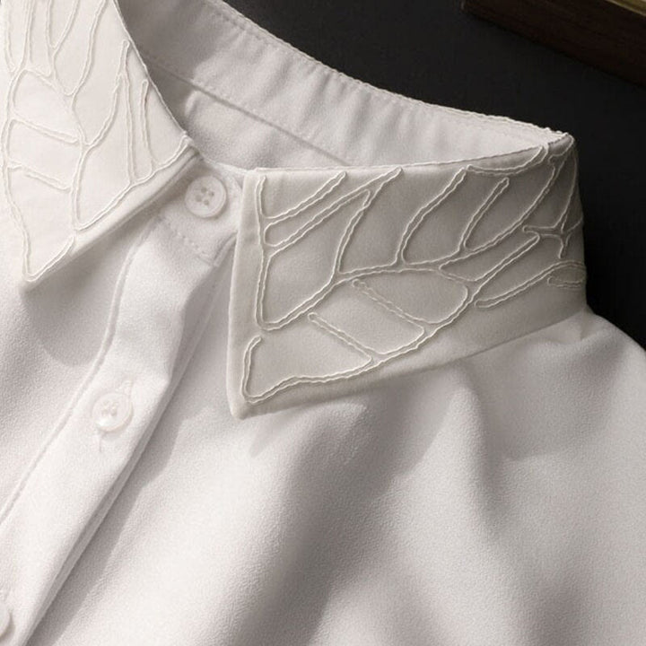 Camicetta mezza camicia staccabile con colletto falso floreale ricamato - image 5