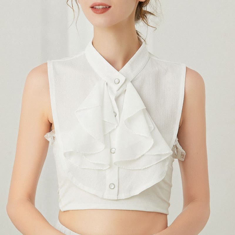 Accessorio per camicia staccabile con colletto finto con fiocco arricciato - image 4