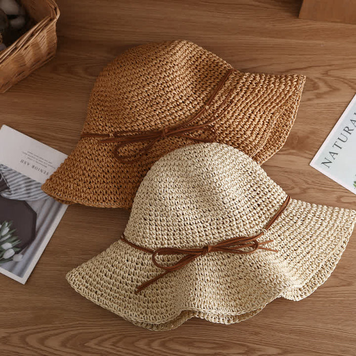 Cappello di paglia pieghevole estivo a tesa larga elegante da donna - image 3