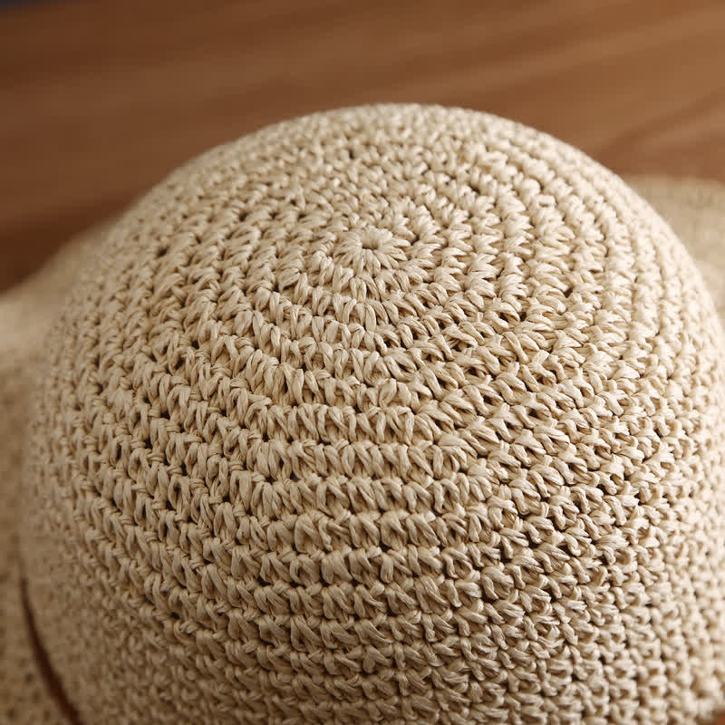 Cappello di paglia pieghevole estivo a tesa larga elegante da donna - image 7