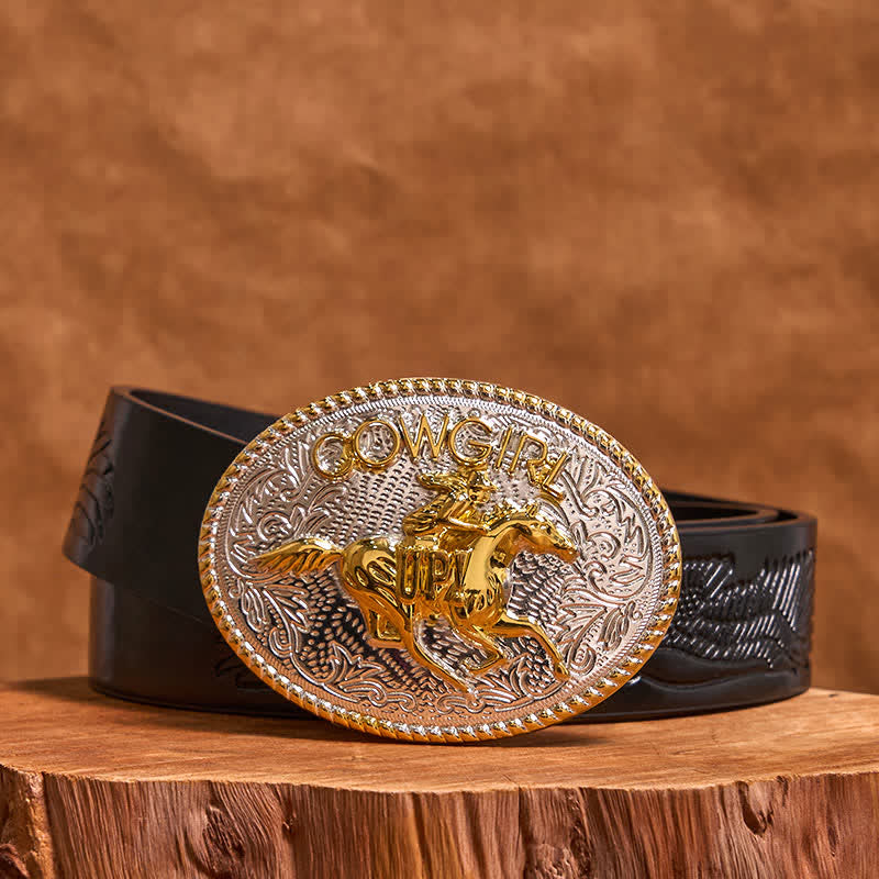 Cintura in pelle con fibbia per equitazione fai da te in oro e argento, stile cowgirl - Oro e Argento - Cintura aquila nera in rilievo - 42 - image 3