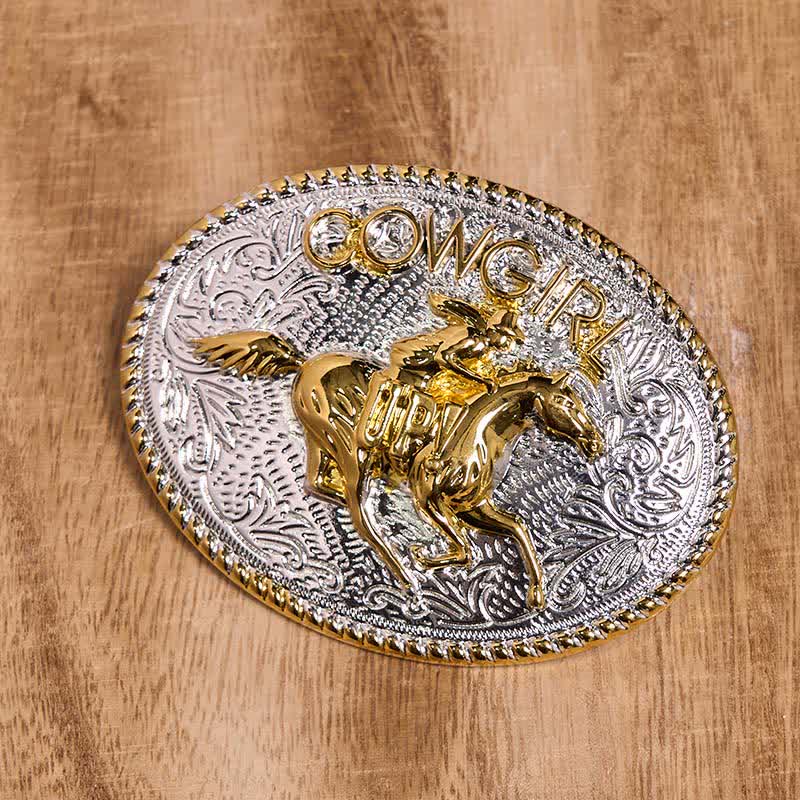 Cintura in pelle con fibbia per equitazione fai da te in oro e argento, stile cowgirl - image 1