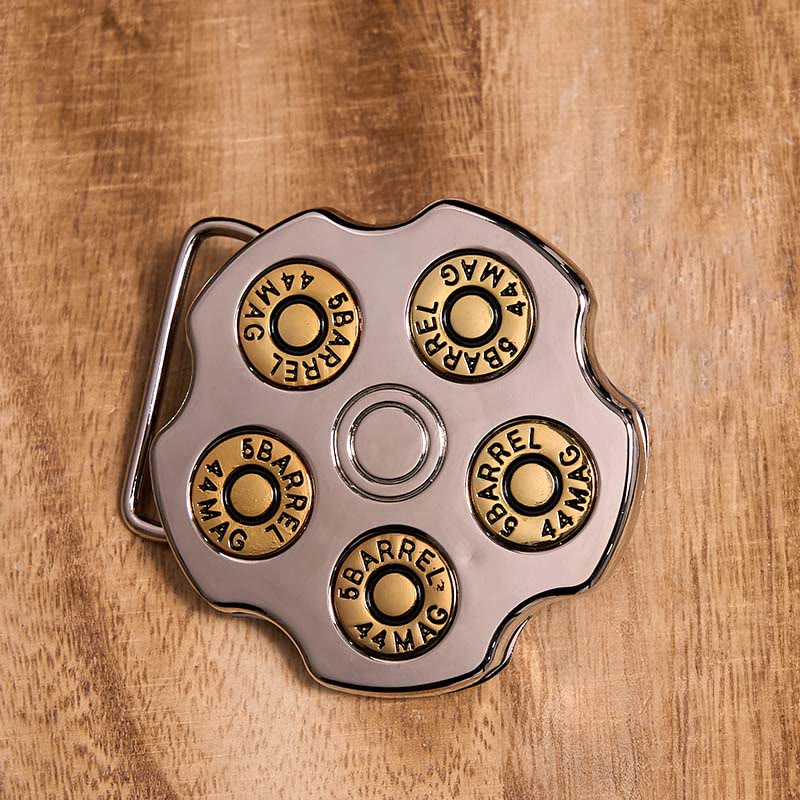 Cintura in pelle con fibbia da cowboy western fai da te con ruota proiettile 3D - image 1