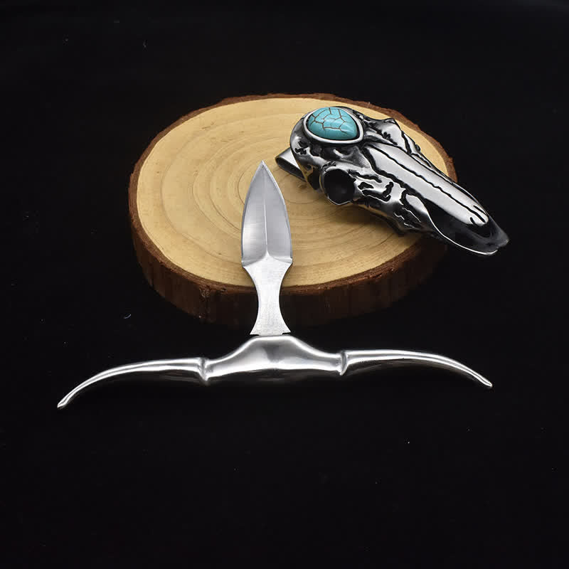 Fibbia per cintura con ciondolo multifunzione EDC turchese a forma di teschio Longhorn - image 1