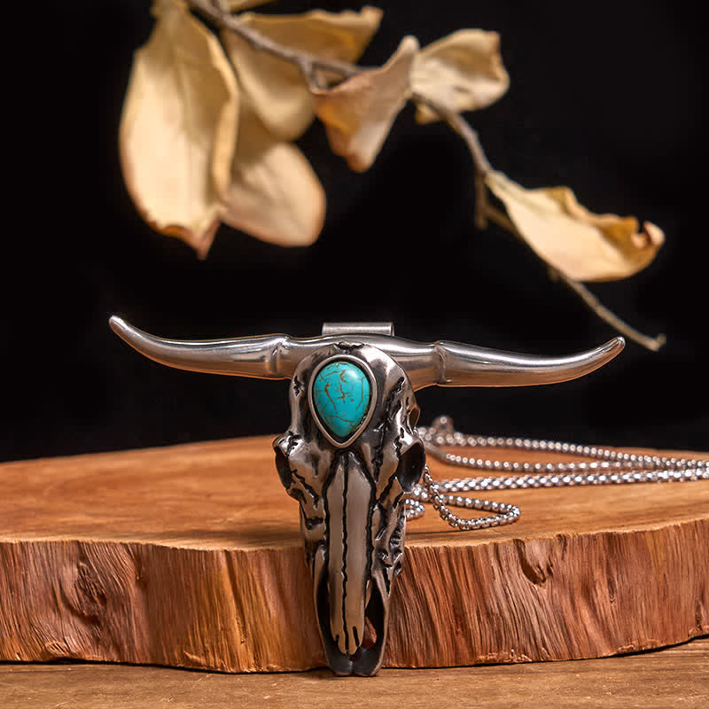 Set di anelli con ciondolo a forma di toro turchese con fibbia per cintura con coltello nascosto fai da te - image 2