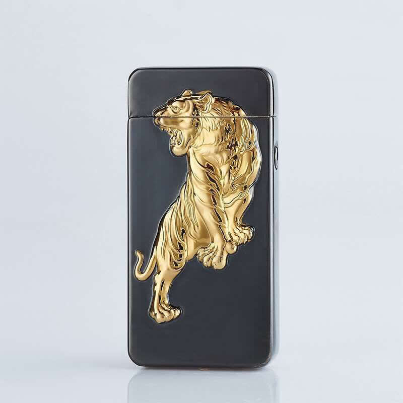 Accendino elettronico ricaricabile USB senza fiamma Dragon Double Arc - Tigre - Nero e oro - image 8