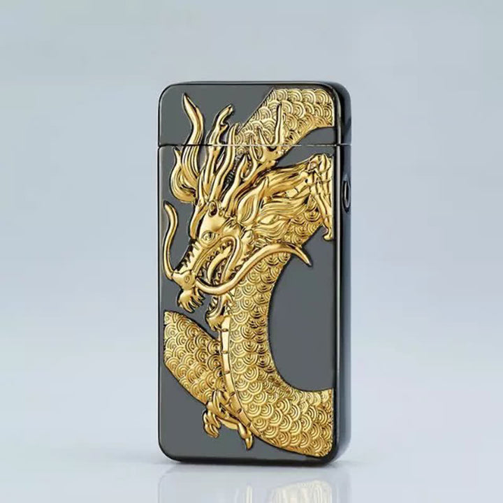 Accendino elettronico ricaricabile USB senza fiamma Dragon Double Arc - Drago - Nero e oro - image 2