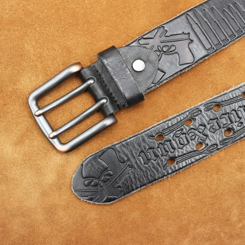 Cintura in pelle con stampa a proiettile di pistola con lettere inglesi - image 17