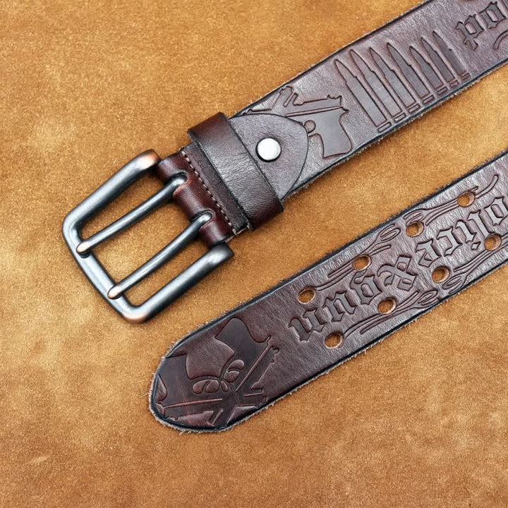 Cintura in pelle con stampa a proiettile di pistola con lettere inglesi - image 22