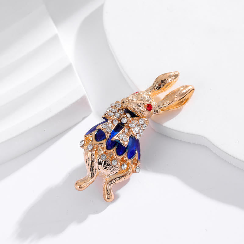 Graziosa spilla a forma di coniglio con strass e smalto, accessori per camicie - image 10