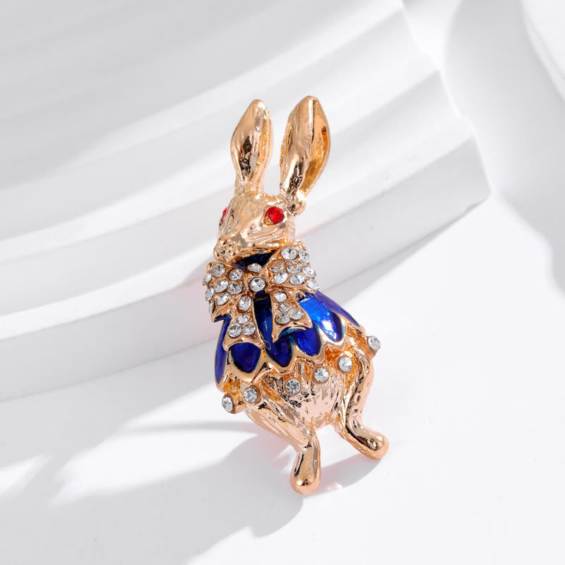 Graziosa spilla a forma di coniglio con strass e smalto, accessori per camicie - image 9