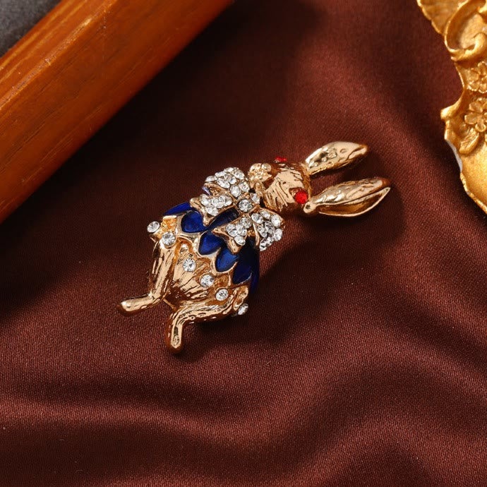 Graziosa spilla a forma di coniglio con strass e smalto, accessori per camicie - image 6