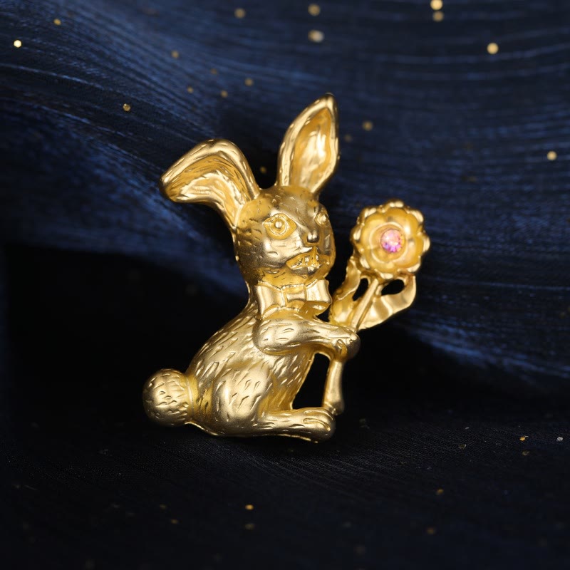 Spilla vintage con coniglio e girasoli, accessori per camicie - image 5