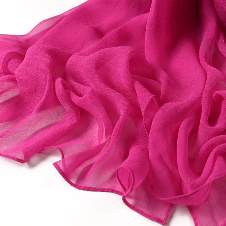 Sciarpa sottile in chiffon con protezione solare tinta unita estiva - image 7