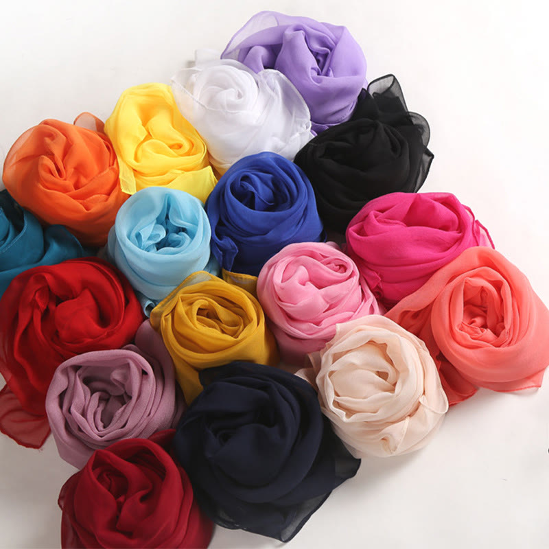 Sciarpa sottile in chiffon con protezione solare tinta unita estiva - image 2