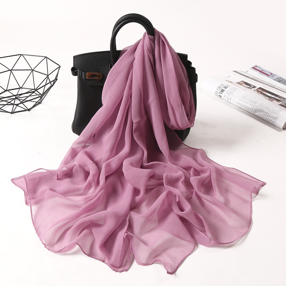 Sciarpa sottile in chiffon con protezione solare tinta unita estiva - #12 Cardo - image 18