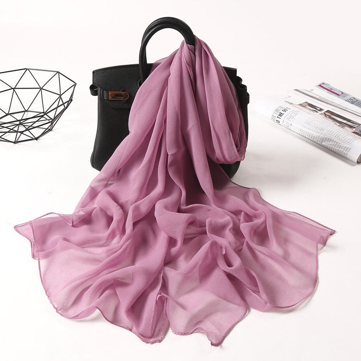 Sciarpa sottile in chiffon con protezione solare tinta unita estiva - #12 Cardo - image 18