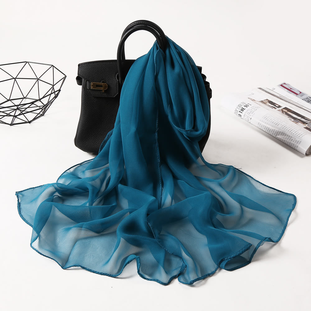 Sciarpa sottile in chiffon con protezione solare tinta unita estiva - #1 CadettoBlu - image 0