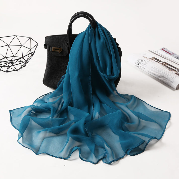 Sciarpa sottile in chiffon con protezione solare tinta unita estiva - #1 CadettoBlu - image 0