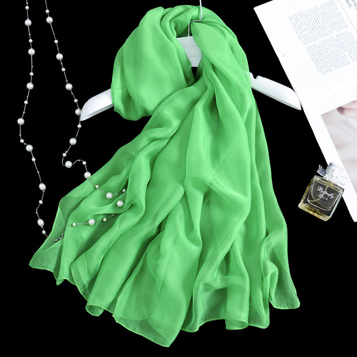 Sciarpa sottile in chiffon con protezione solare tinta unita estiva - #20 Verde pallido - image 30