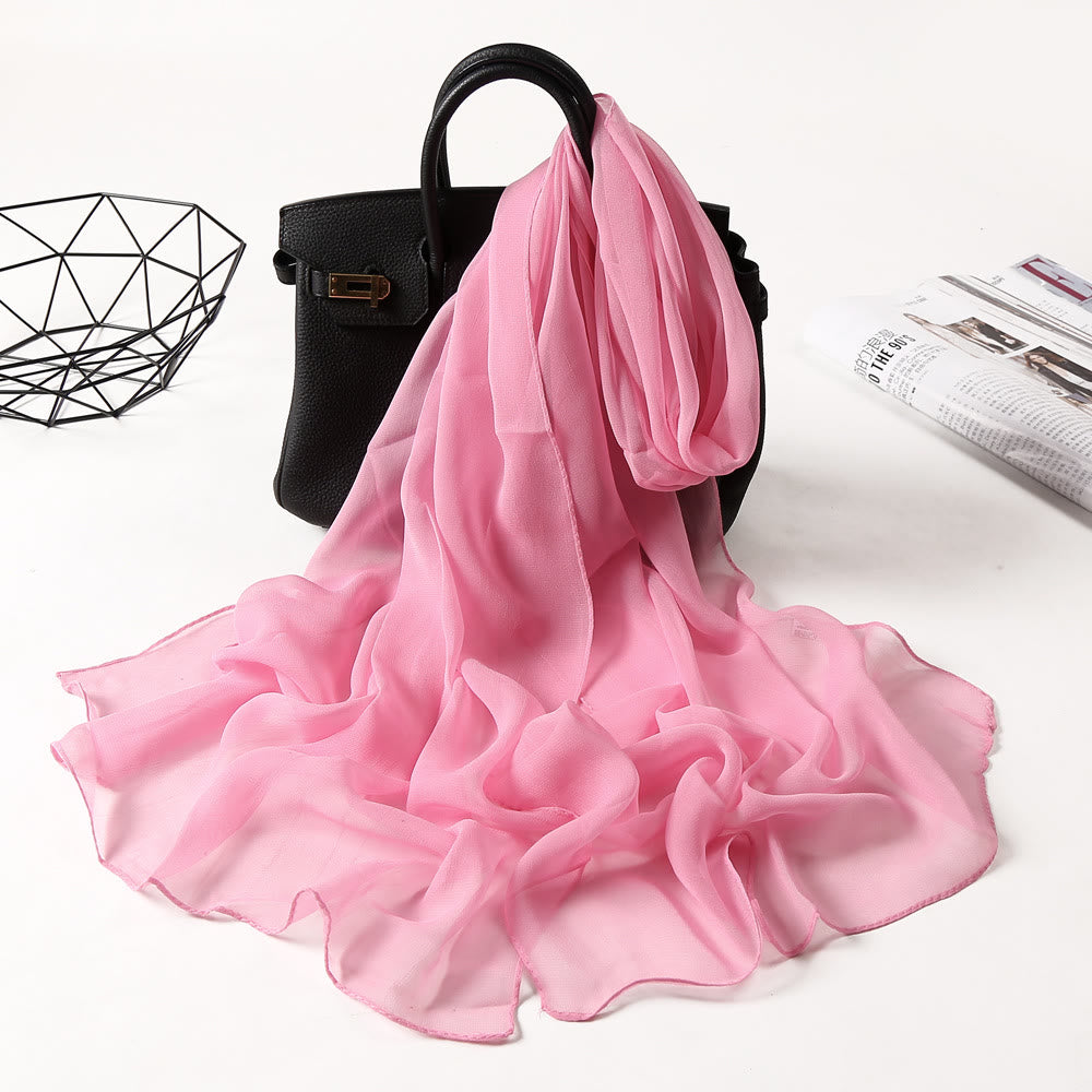 Sciarpa sottile in chiffon con protezione solare tinta unita estiva - #13 Rosa - image 20